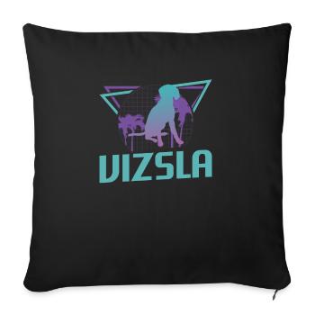 Amant de chien rétro Vizsla - Housse de coussin décorative 45 x 45 cm - noir - Devant