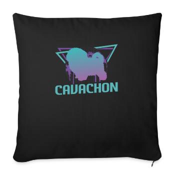Amoureux des chiens Cavachon rétro - Housse de coussin décorative 45 x 45 cm - noir - Devant
