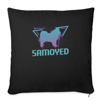 Amoureux des chiens Samoyède rétro - Housse de coussin décorative 45 x 45 cm - noir - Devant