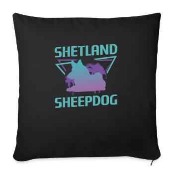 Amoureux des chiens de berger Shetland rétro - Housse de coussin décorative 45 x 45 cm - noir - Devant