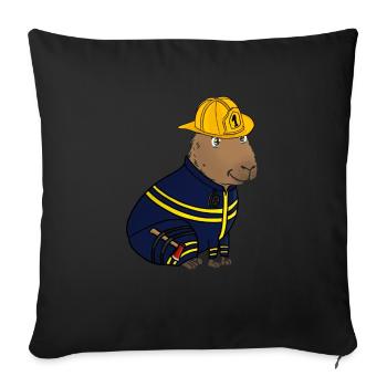 Feuerwehrmann Feuerwehr Capybara - Sofakissenbezug 45 x 45 cm - Schwarz - Vorne