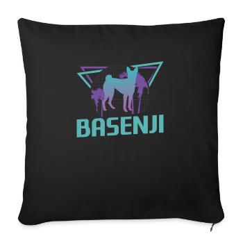 Retro Basenji Dog Lover - Sofa pillowcase 17,3'' x 17,3'' (45 x 45 cm) - black - Front