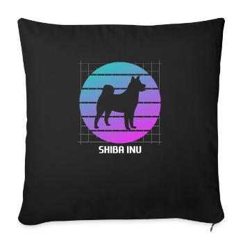 Amoureux des chiens Shiba Inu rétro - Housse de coussin décorative 45 x 45 cm - noir - Devant