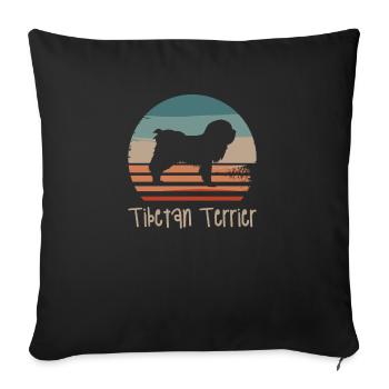 Vintage Retro Tibetan Terrier Dog Lover - Sofa pillowcase 17,3'' x 17,3'' (45 x 45 cm) - black - Front