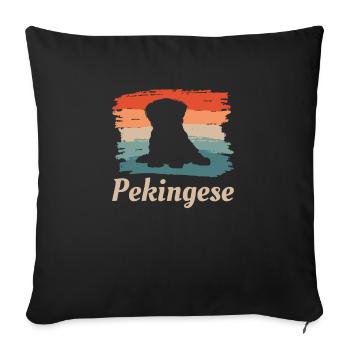 Vintage Retro Pékinois Dog Lover - Housse de coussin décorative 45 x 45 cm - noir - Devant