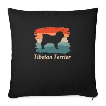 Vintage Retro Tibetan Terrier Dog Lover - Sofa pillowcase 17,3'' x 17,3'' (45 x 45 cm) - black - Front