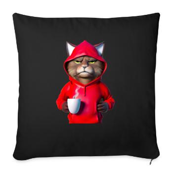 Bonjour café chat - Housse de coussin décorative 45 x 45 cm - noir - Devant