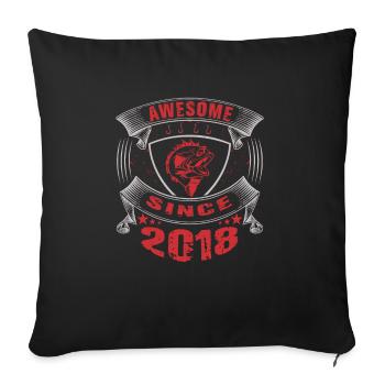 Awesome since 2018. Angel, Angler Birthday - Sofa pillowcase 17,3'' x 17,3'' (45 x 45 cm) - black - Front