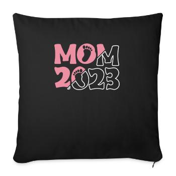 Mom 2023 Shirt Gift Expectant Mother - Sofa pillowcase 17,3'' x 17,3'' (45 x 45 cm) - black - Front