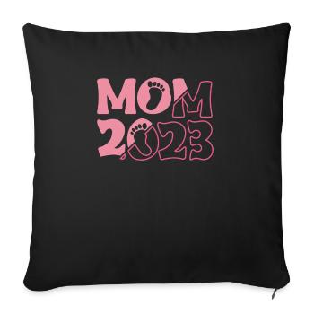 Mom 2023 Shirt Geschenk Werdende Mutter - Sofakissenbezug 45 x 45 cm - Schwarz - Vorne