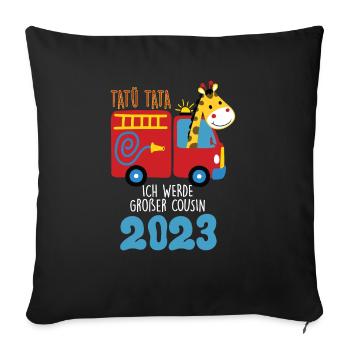 Großer Bruder 2023 Giraffe Baby Ankündigung - Sofakissenbezug 45 x 45 cm - Schwarz - Vorne