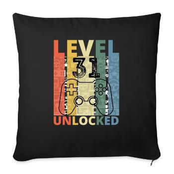 Level 31 Unlocked Funny Gamer Birthday - Sofa pillowcase 17,3'' x 17,3'' (45 x 45 cm) - black - Front