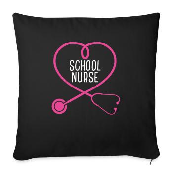 Infirmière scolaire Stéthoscope Appréciation Cœur - Housse de coussin décorative 45 x 45 cm - noir - Devant