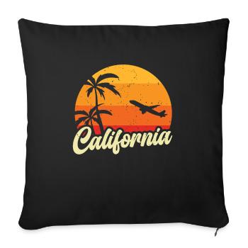 Californie Été Soleil Palmiers Plage Eau - Housse de coussin décorative 45 x 45 cm - noir - Devant