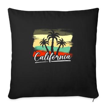Californie Soleil d’été Palm Beach Eau - Housse de coussin décorative 45 x 45 cm - noir - Devant