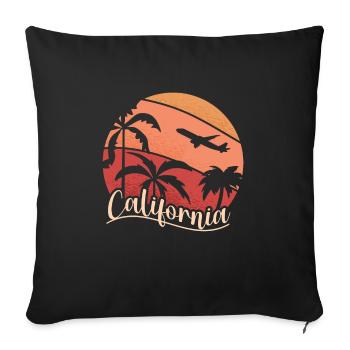 Californie Été Soleil Palmiers Plage Eau - Housse de coussin décorative 45 x 45 cm - noir - Devant