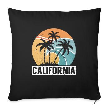 Californie Soleil d’été Palm Beach Eau - Housse de coussin décorative 45 x 45 cm - noir - Devant