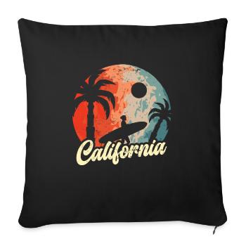 Californie Soleil d’été Palm Beach Eau - Housse de coussin décorative 45 x 45 cm - noir - Devant