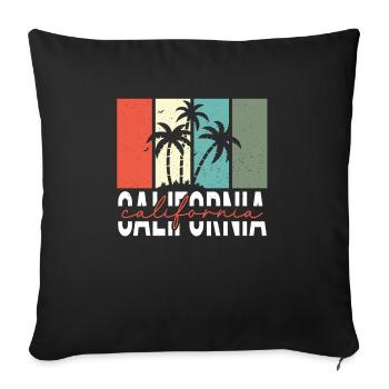 Californie Soleil d’été Palm Beach Eau - Housse de coussin décorative 45 x 45 cm - noir - Devant