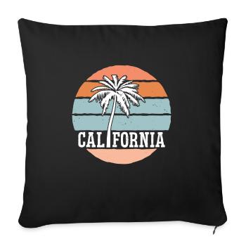 Californie Soleil d’été Palm Beach Eau - Housse de coussin décorative 45 x 45 cm - noir - Devant