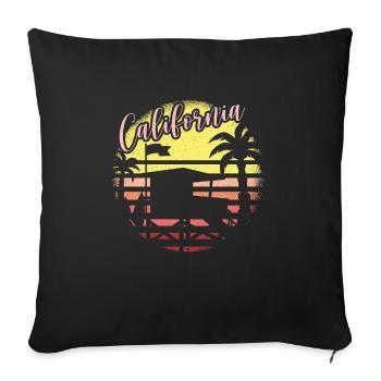 Californie Soleil d’été Palm Beach Eau - Housse de coussin décorative 45 x 45 cm - noir - Devant