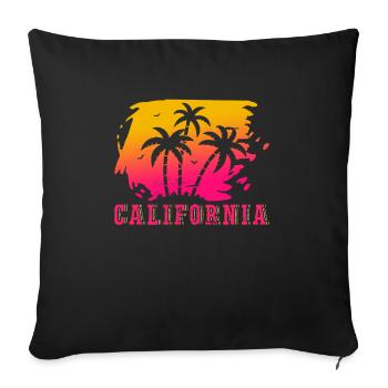 Californie Soleil d’été Palm Beach Eau - Housse de coussin décorative 45 x 45 cm - noir - Devant