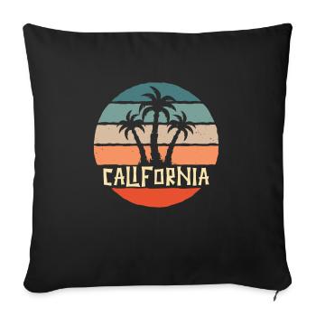 Californie Soleil d’été Palm Beach Eau - Housse de coussin décorative 45 x 45 cm - noir - Devant