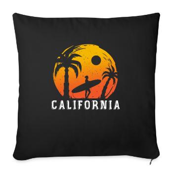 Californie Soleil d’été Palm Beach Eau - Housse de coussin décorative 45 x 45 cm - noir - Devant