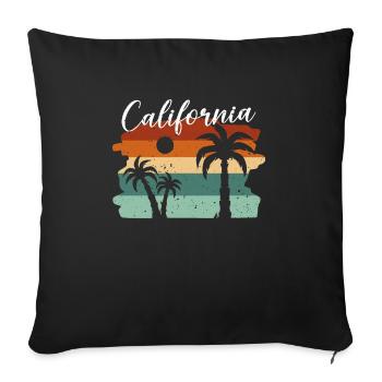 Californie Soleil d’été Palm Beach Eau - Housse de coussin décorative 45 x 45 cm - noir - Devant