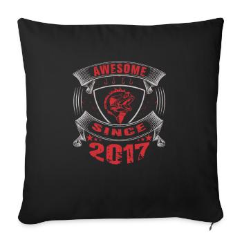 Génial depuis 2017. Angel, l’anniversaire du pêcheur - Housse de coussin décorative 45 x 45 cm - noir - Devant