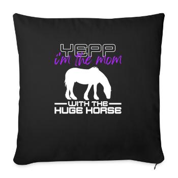 Clydesdale Maman Pieds Géants Cheval - Housse de coussin décorative 45 x 45 cm - noir - Devant