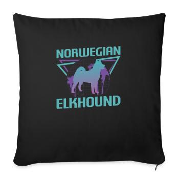 Retro Norwegian Elkhound Dog Lover - Sofa pillowcase 17,3'' x 17,3'' (45 x 45 cm) - black - Front