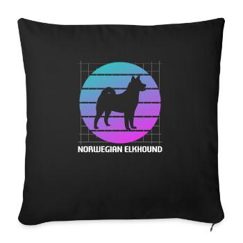 Retro Norwegian Elkhound Dog Lover - Sofa pillowcase 17,3'' x 17,3'' (45 x 45 cm) - black - Front