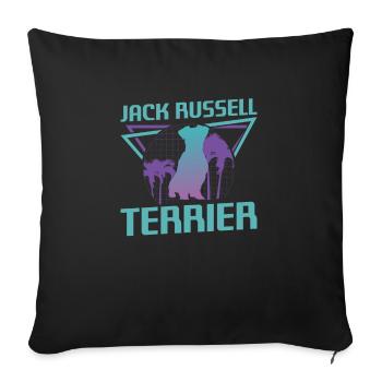 Amant de chien Jack Russell Terrier rétro - Housse de coussin décorative 45 x 45 cm - noir - Devant