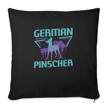 Retro German Pinscher Dog Lover - Sofa pillowcase 17,3'' x 17,3'' (45 x 45 cm) - black - Front