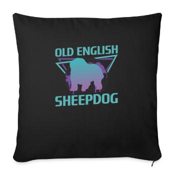 Amoureux des chiens de berger anglais rétro - Housse de coussin décorative 45 x 45 cm - noir - Devant