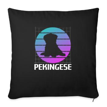 Rétro Pékinois Dog Lover - Housse de coussin décorative 45 x 45 cm - noir - Devant