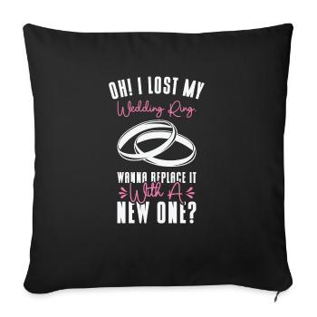 Couple Relationship Wedding Ring Pick Up Lines - Sofa pillowcase 17,3'' x 17,3'' (45 x 45 cm) - black - Front