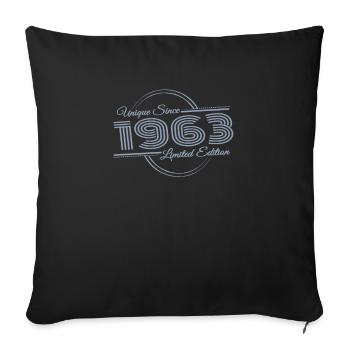 Unique depuis 1963 Rétro Anniversaire Vintage - Housse de coussin décorative 45 x 45 cm - noir - Devant