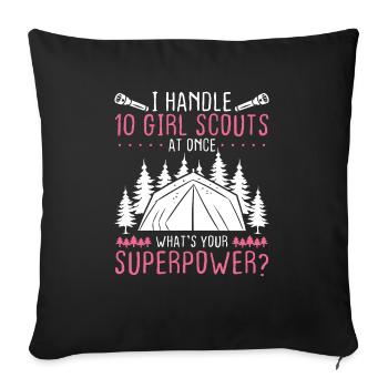 Girl Scout Leader 10 Girl Scouts at once Scouting - Sofa pillowcase 17,3'' x 17,3'' (45 x 45 cm) - black - Front