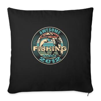 Awesome since 2012. Angel, Angler's Birthday - Sofa pillowcase 17,3'' x 17,3'' (45 x 45 cm) - black - Front