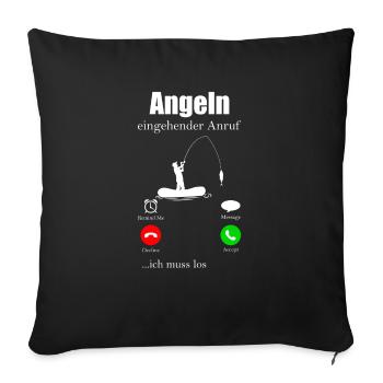 Fishing Fishing Fisher Fishing Rod Carp Rod Fish - Sofa pillowcase 17,3'' x 17,3'' (45 x 45 cm) - black - Front