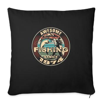Awesome since 1974. Angel, Angler Birthday - Sofa pillowcase 17,3'' x 17,3'' (45 x 45 cm) - black - Front