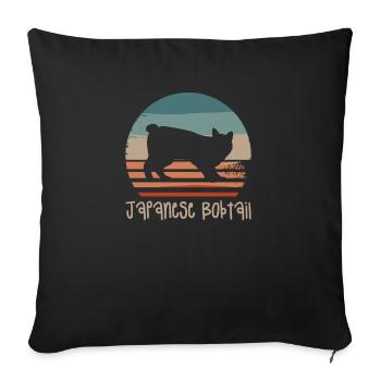 Vintage Retro Japanese Bobtail Cat Lover - Housse de coussin décorative 45 x 45 cm - noir - Devant