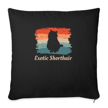 Vintage Retro Exotic Kurzhaar Katzenliebhaber - Sofakissenbezug 45 x 45 cm - Schwarz - Vorne