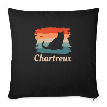 Vintage Retro Chartreux Cat Lover - Housse de coussin décorative 45 x 45 cm - noir - Devant