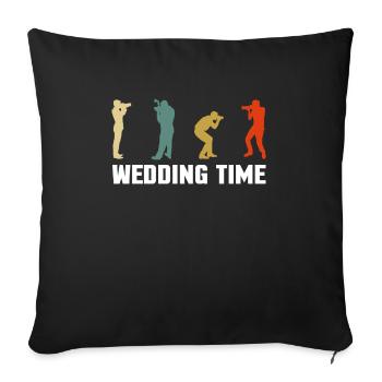 Photographe de cadeau vintage rétro de mariage - Housse de coussin décorative 45 x 45 cm - noir - Devant