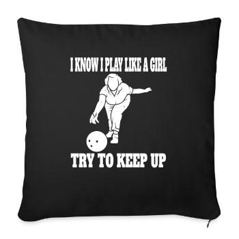 Bowling Bowling Filles Kegel Boule de bowling Bowler - Housse de coussin décorative 45 x 45 cm - noir - Devant