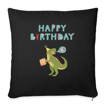 Happy Birthday Dino - Sofakissenbezug 45 x 45 cm - Schwarz - Vorne