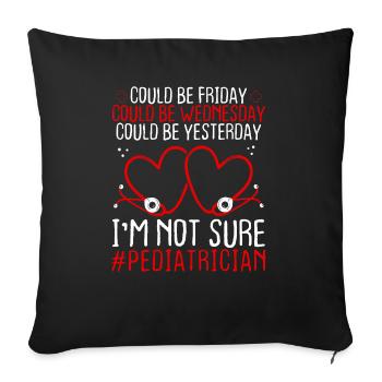 Pediatrician Night Shift Worker Stethoscope - Sofa pillowcase 17,3'' x 17,3'' (45 x 45 cm) - black - Front